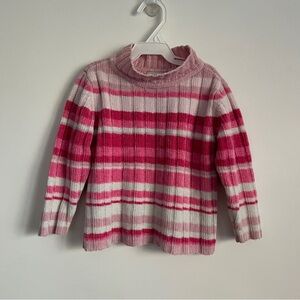Vintage Covington Kids Chenille Striped Pink Mock Turtle Neck Sweater-Size 3T